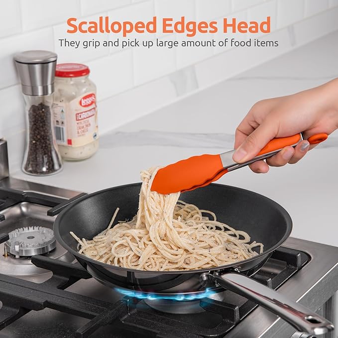 U-Taste Kitchen Tong for Cooking, 600ºF Heat-Resistant Tps, 7in/Orange