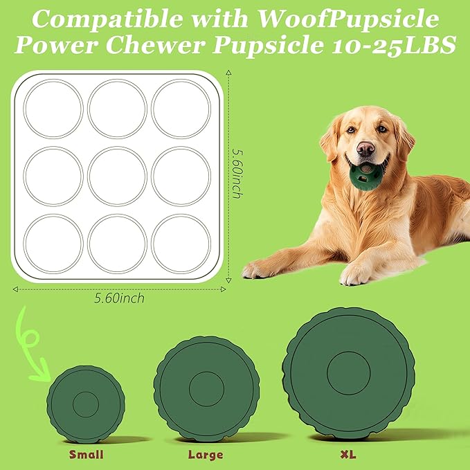 9Cavities Silicone Dog Treat Mold for Woof Pupsicle & Power Chewer Pupsicle, Frozen Dog Treat Molds for Making Refill Treats 10-25lbs (Small)
