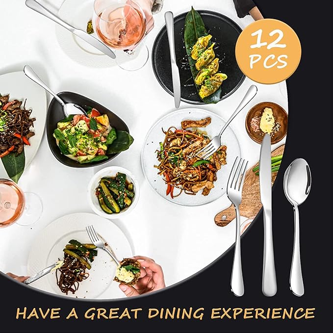 24-Piece Silverware Set, Flatware Set for 8, Food-Grade Stainless Steel Tableware Cutlery Set, Mirror Finished Utensil Sets for Home Restaurant