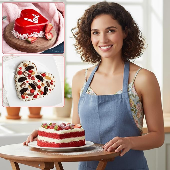 Qulkws 3 PCS 8 Inch Aluminum Heart Cake Molds, Heart Shaped Cake Pans