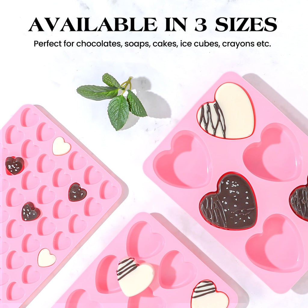 AOTASO 1 Inch Mini Heart Shaped Silicone Molds for Chocolate, Candy, Gummy, Soap (Set of 2, Pink)
