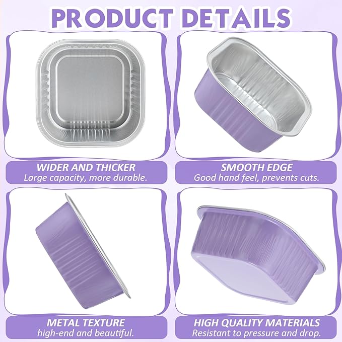 Aoriher 150 Pcs 10 oz Mini Cake Pans with Lids Taro Purple