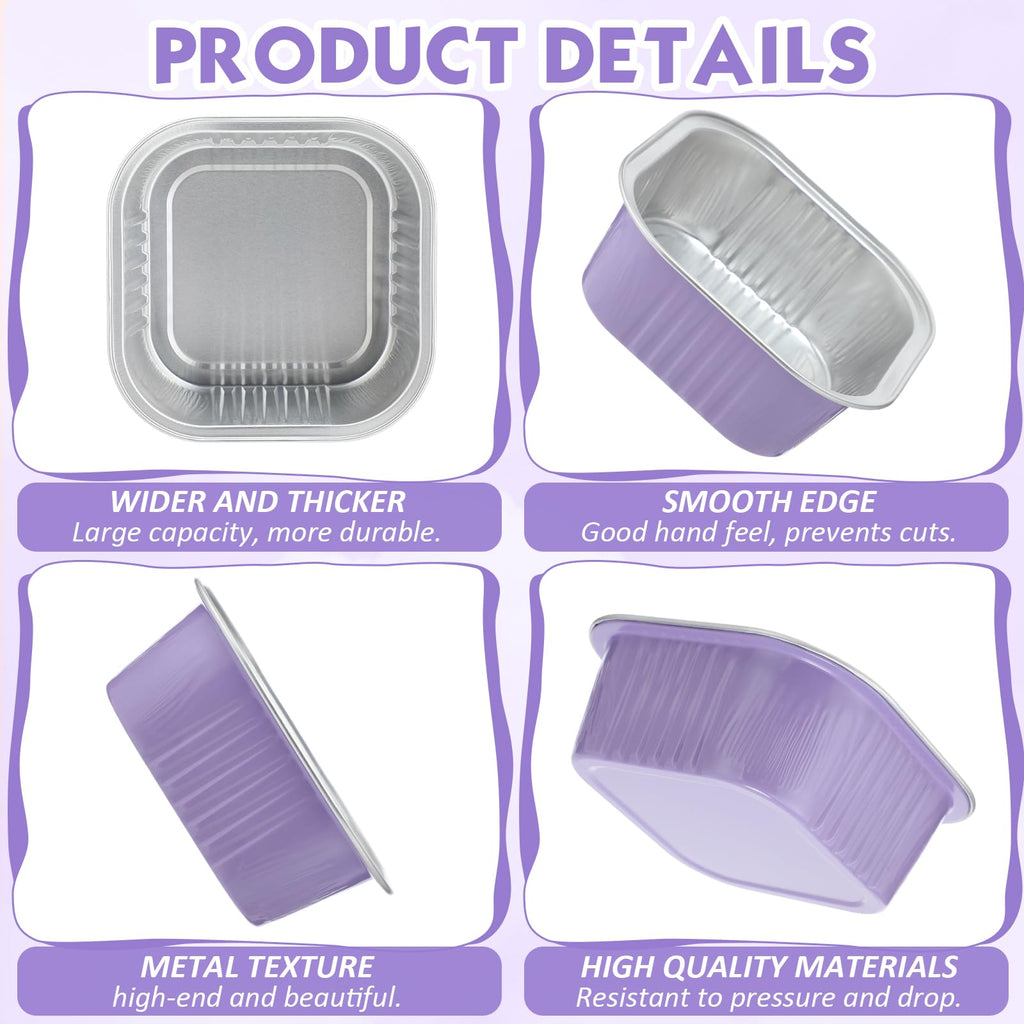 Aoriher 150 Pcs 10 oz Mini Cake Pans with Lids Taro Purple