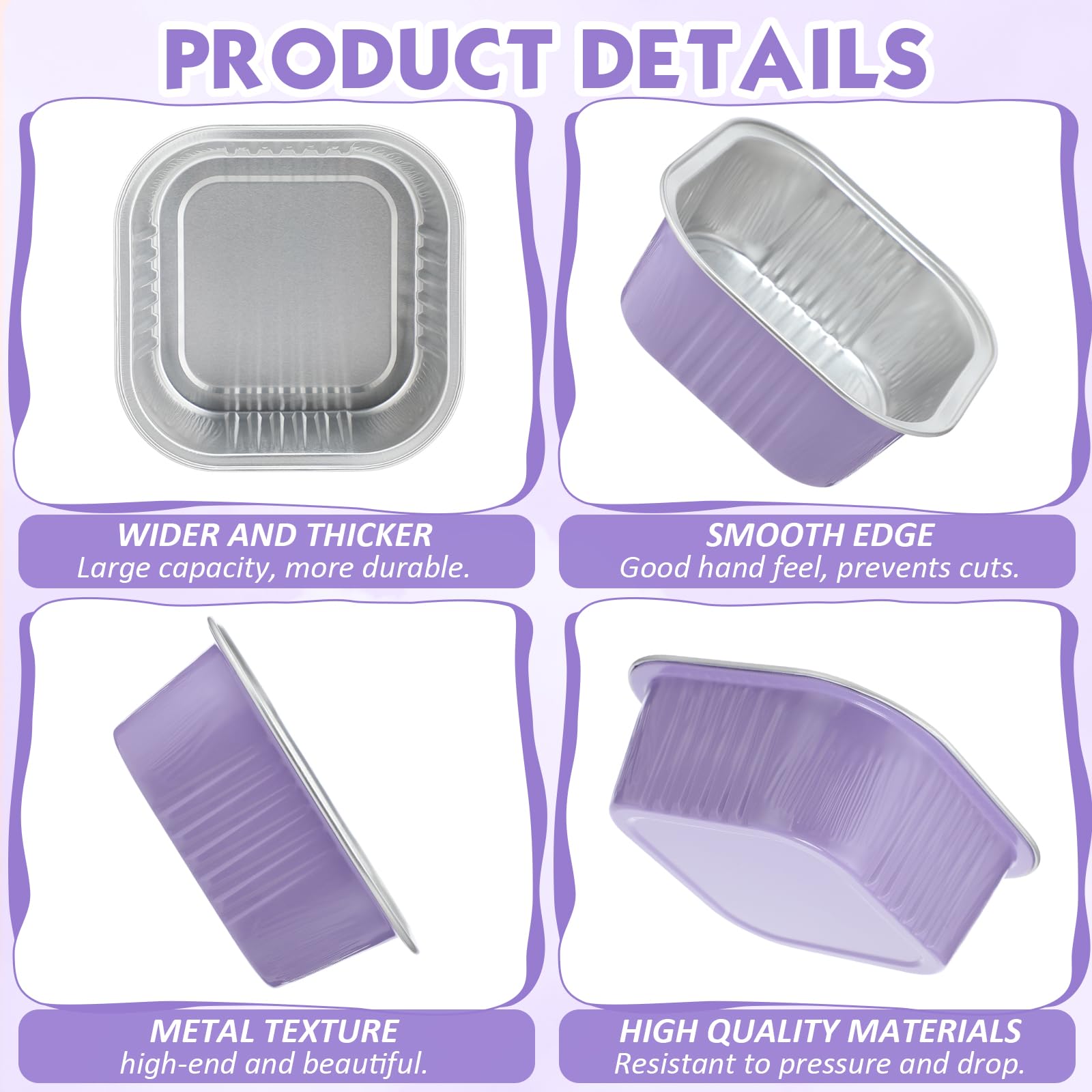 Aoriher 150 Pcs 10 oz Mini Cake Pans with Lids Taro Purple