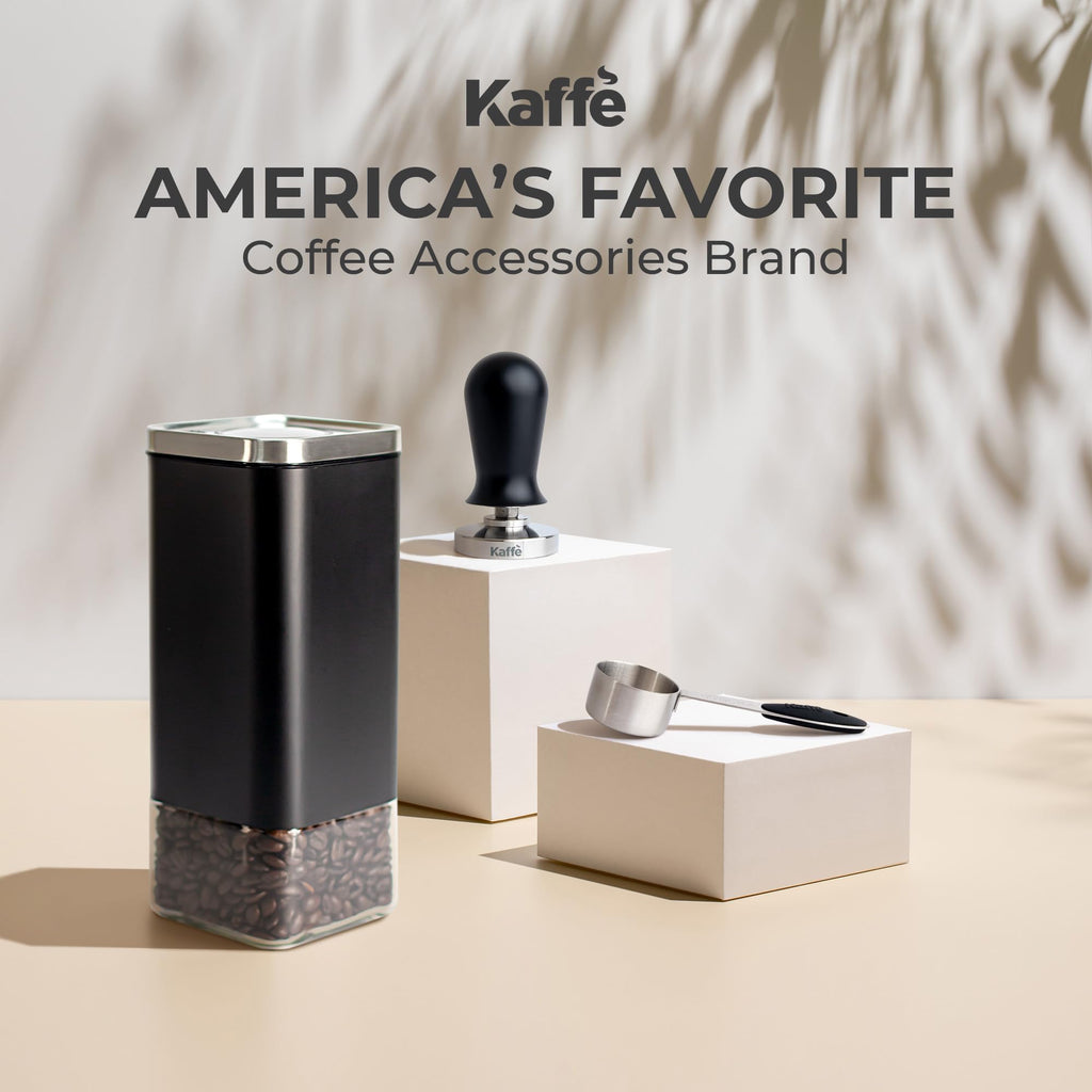 Kaffe Glass Coffee Canister (16oz) w/Airtight Lid - Click to Release Seal - BPA Free Glass & Stainless Steel - Elegant Kitchen Storage Container for Coffee, Nuts, Rice, Flour, Sugar, Tea, Cereal