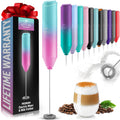 Zulay Kitchen Powerful Milk Frother Wand - Handheld Stainless Steel - Battery Operated Drink Mixer for Coffee, Lattes, Cappuccino, Matcha - Froth Mate Frother Gift - Bright Bubblegum