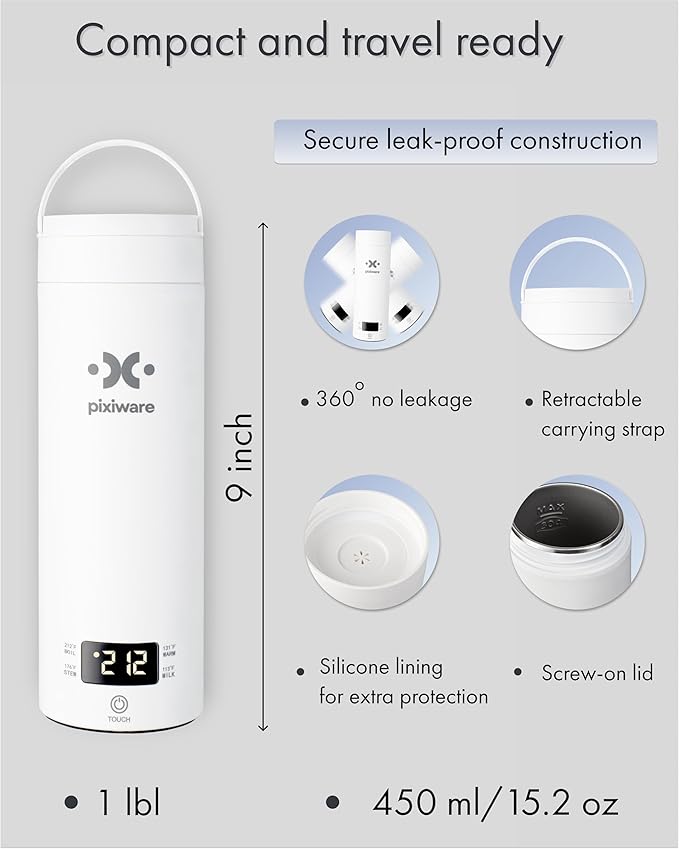 Portable Travel Small Mini Electric Kettle, Twist Lid, 450ml, 4 Temp Preset