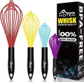 HOTEC 4 Pieces Silicone Whisks Set, Wire Balloon Whisks for cooking Egg Beater, Non-slip Handle Whisk for Non-stick Cookware Perfect for Cooking, Stirring, Beating and Blending,Multicolor