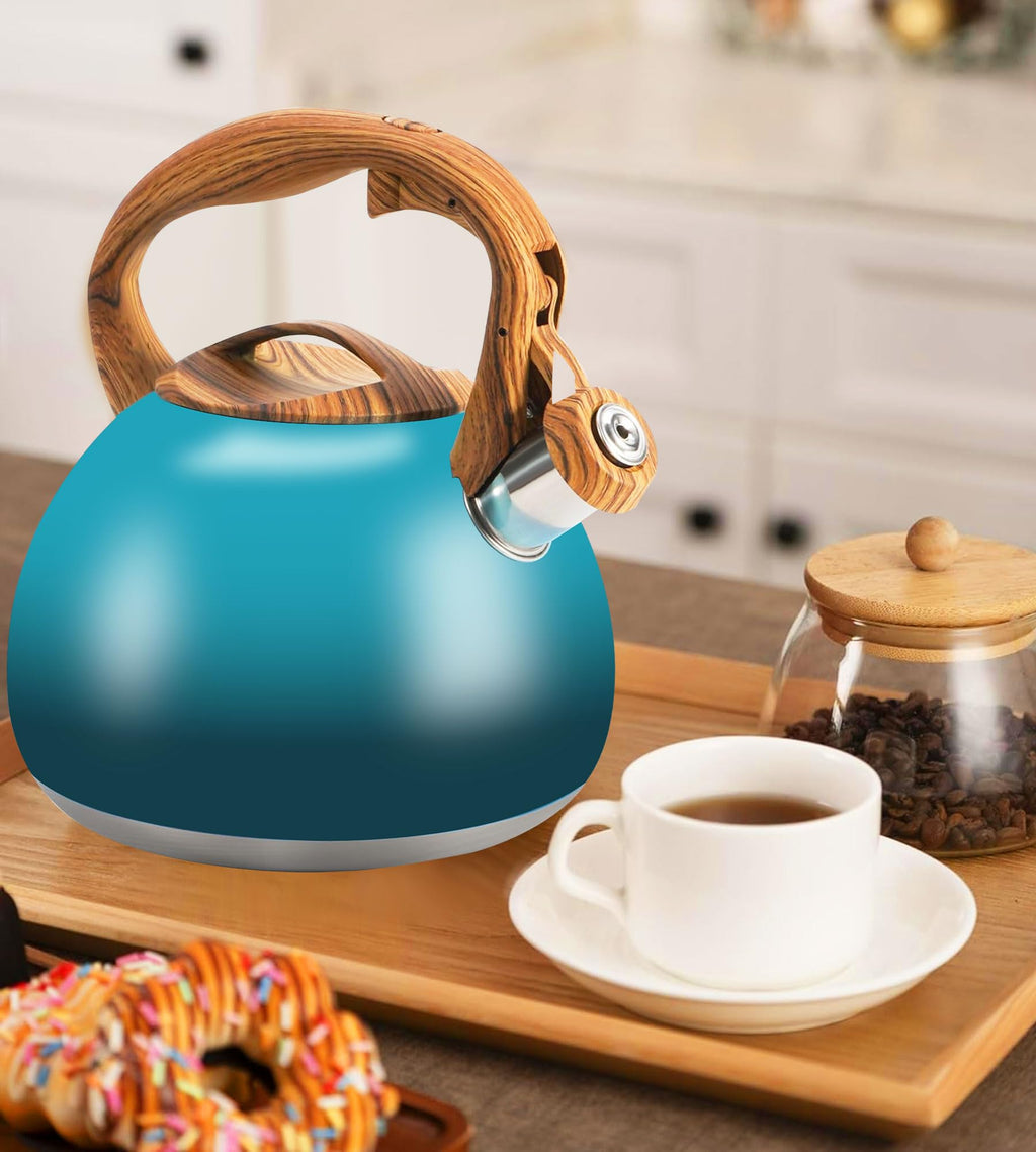 Foedo 3.2Qt Stainless Steel Whistling Tea Kettle Stovetop, Dark Green