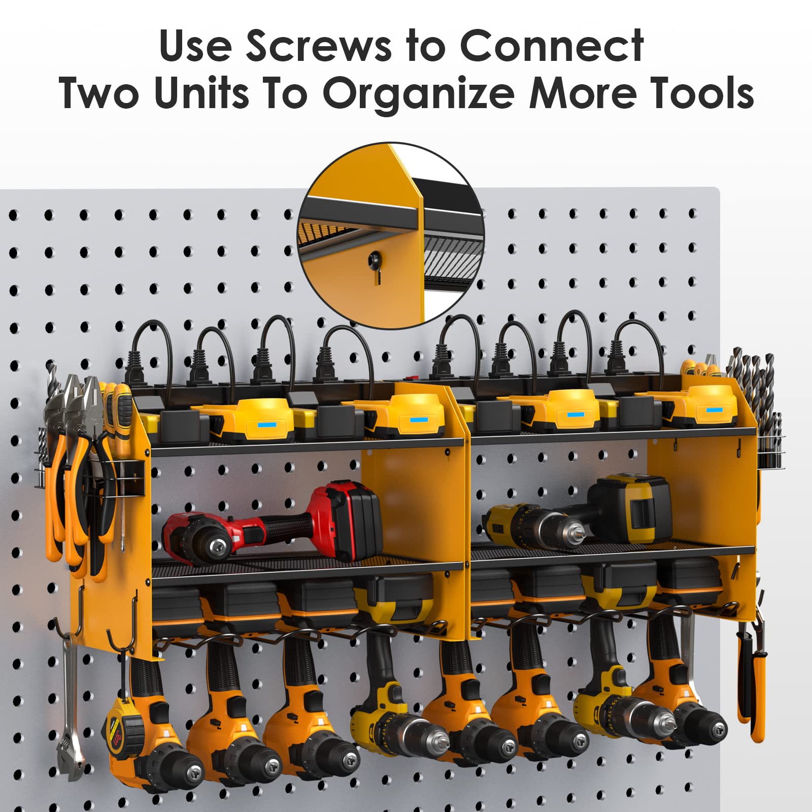 CCCEI Wall Mount Modular Tool Charging Organizer, Yellow, 1 Pack, 3 Tier.