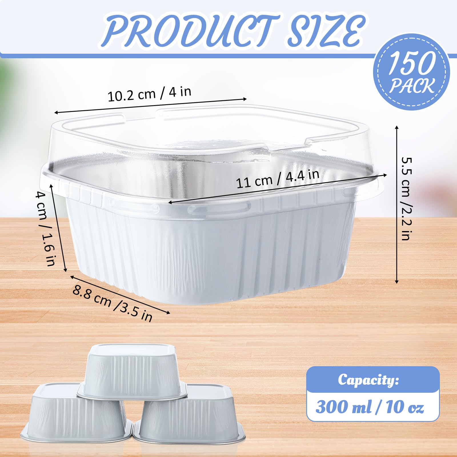 Aoriher 150 Pcs 10 oz Mini Cake Pans with Lids White
