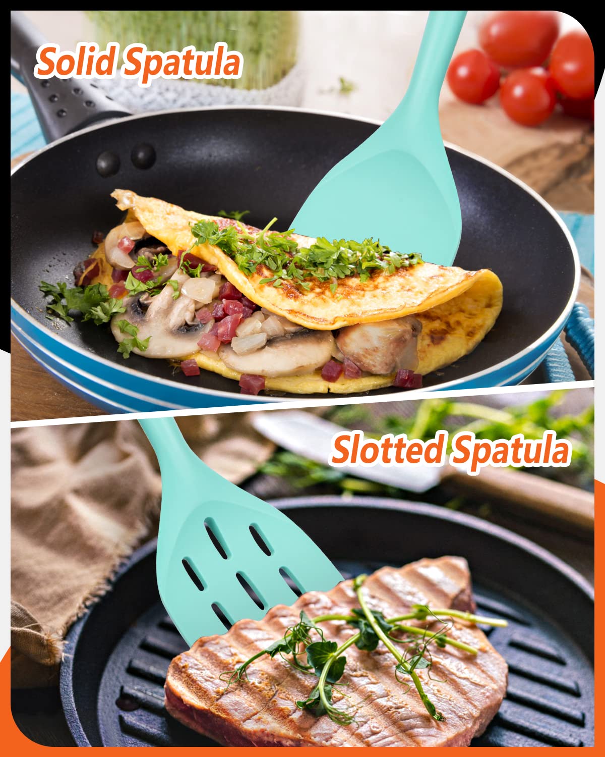 Badiano Silicone Spatula, Non Stick Turner for Cooking, Food Grade, Green