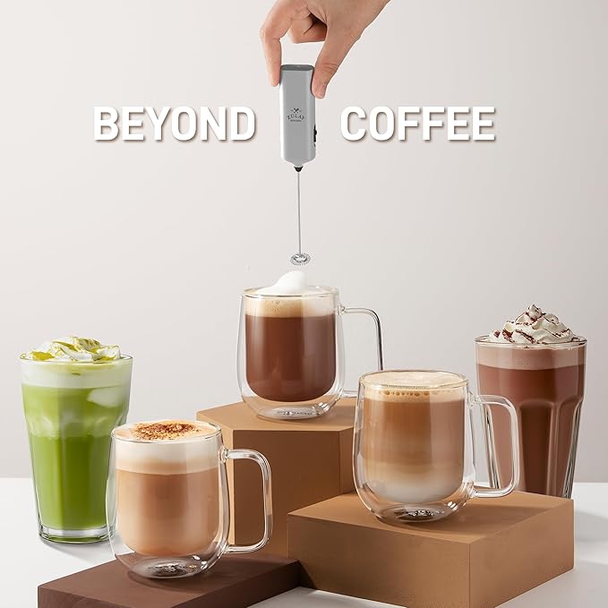 Mini & Mighty Milk Frother Wand – Powerful Handheld Coffee Frother, Battery Operated Drink Mixer – Compact Pocket Size – Detachable Whisk for Latte, Cappuccino, Matcha, Hot Chocolate