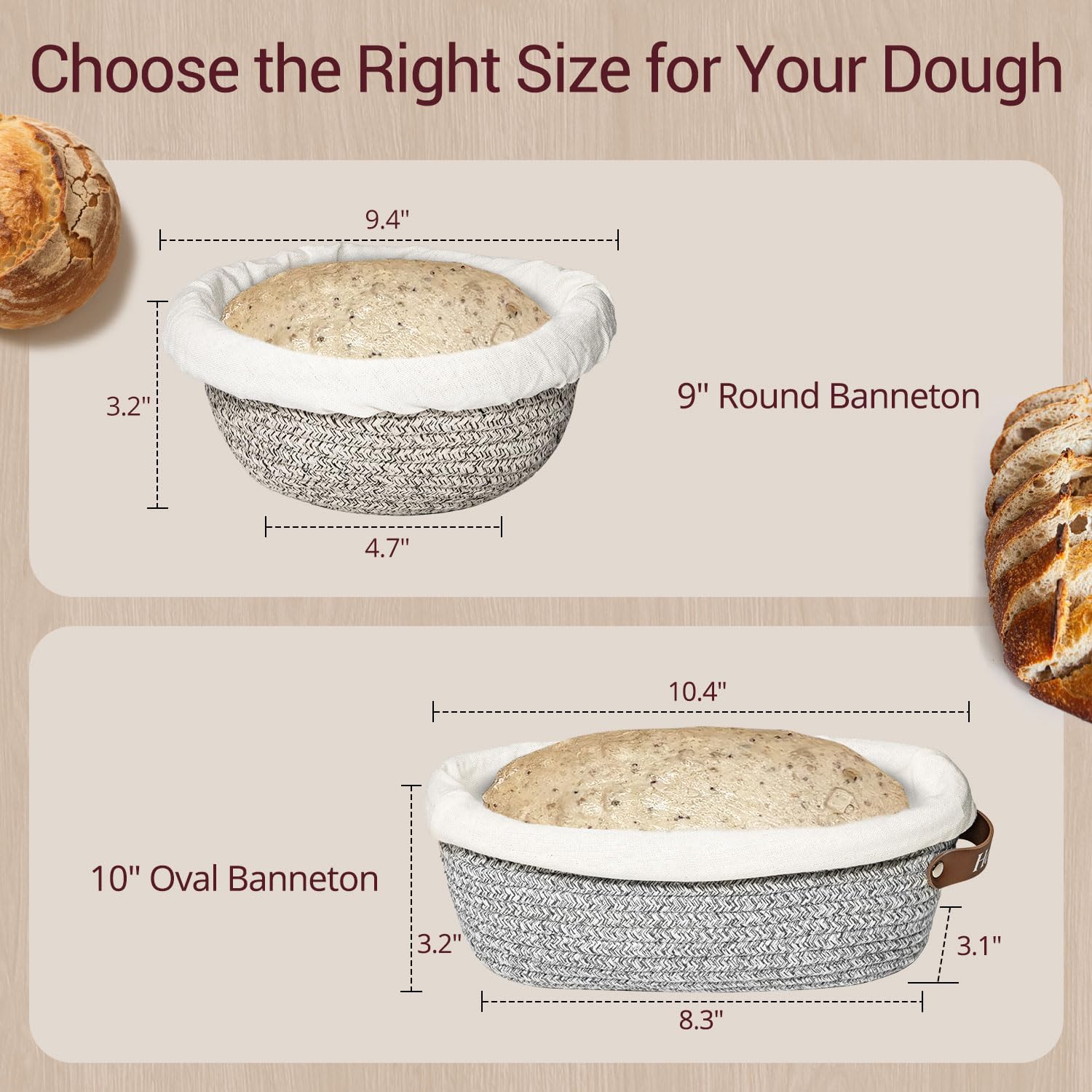 Proofing Basket Banneton Bread Basket Cotton Rope Sourdough Proofing Basket