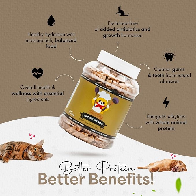 Chicken Liver Dog Treats | Freeze Dried Liver Treats for Dogs, 100% Human Grade, Single Ingredient | Grain-Free Kitten Treats, High Protein | No Additives or Preservatives | Tested in USA | 3.2 oz