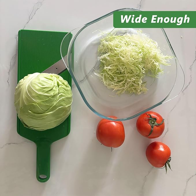 RCOAIMT Large Cabbage Slicer, 1mm Ultra-Thin Mandoline Slicer with Safety Guard & Cleaning Brush, Stainless Steel Vegetable Shredder for Coleslaw, Sauerkraut, Salad, Onion, Potato Chips, Green