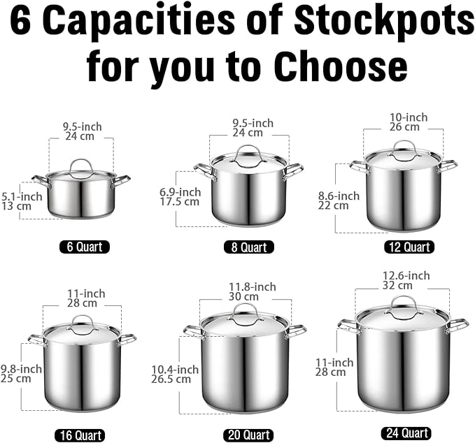 Cooks Standard Stainless Steel Stock Pot - Induction Deep Cookware