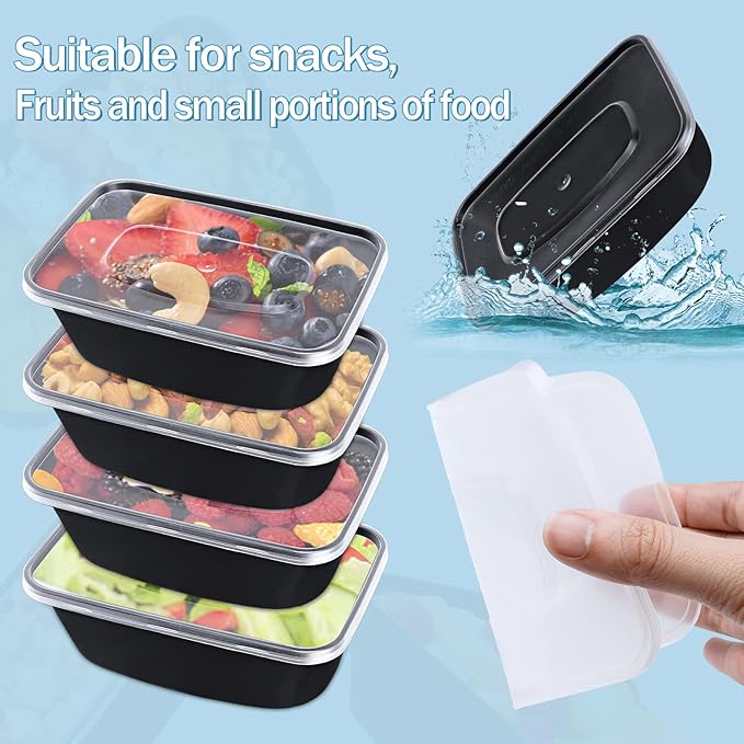 12 oz Small Meal Prep Containers with Lids, 50 Pack Food Storage Containers