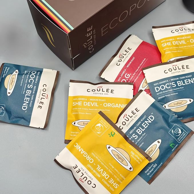 Coulée EcoPour Coffee Variety Pack, Single Serve, 4 Flavors, 20 Pack