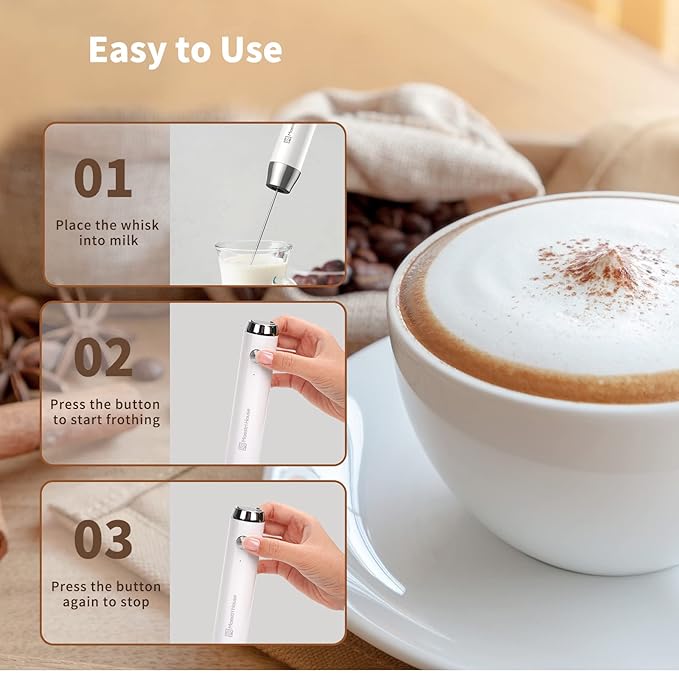 Maestri House LunaFro Rechargeable Milk Frother,Stand & 2 Detachable Whisks