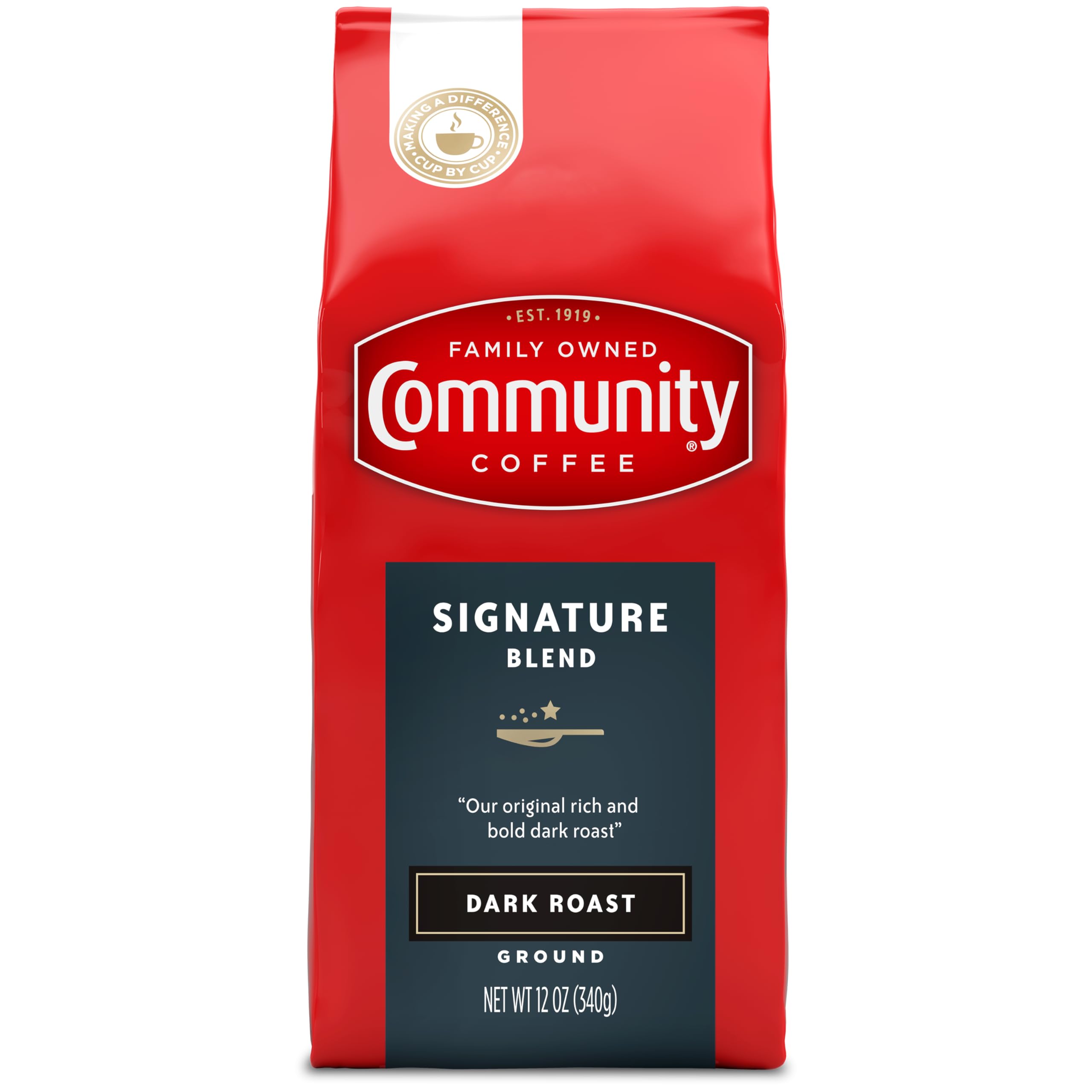 Community Coffee Premium Ground Coffee, Signature Blend, Dark Roast, 12 Ounce (Pack of 1)