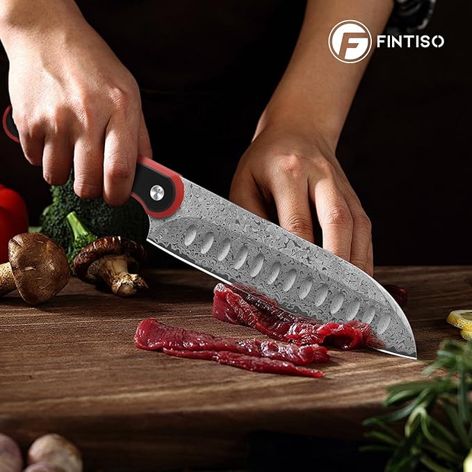 Santoku Knife 7 Inch, 67-Layer Damascus Steel Chef Knife with G10 Handle