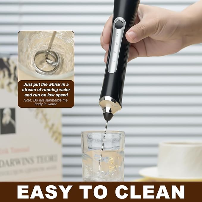 Freebala Handheld Electric Milk Frother with 2 Heads, Coffee Whisk Foam Mixer with USB Rechargeable 3 Speeds, Foam Maker Blender for Latte, Cappuccino, Hot Chocolate, Egg (Type 3)