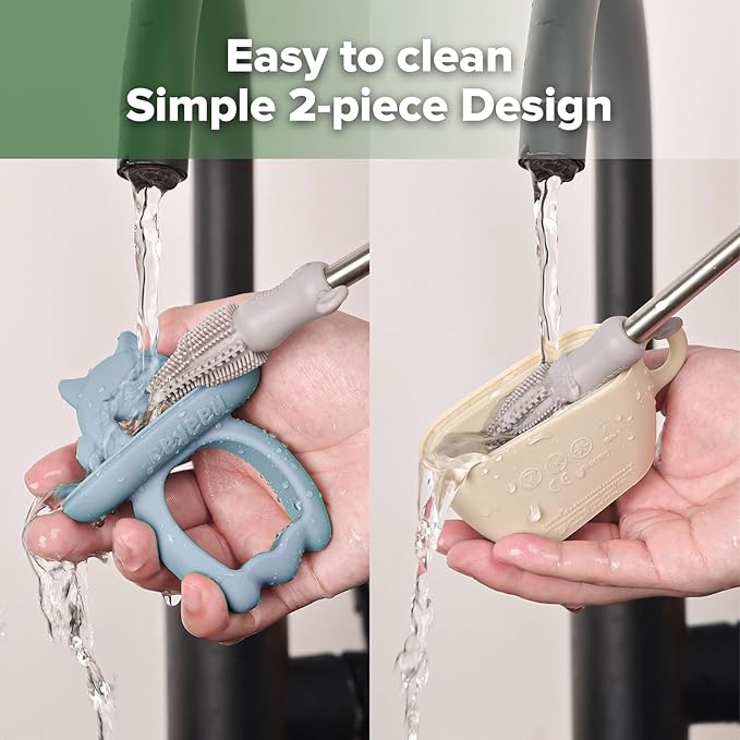 Haakaa Breastmilk Popsicle Molds Baby Teething Relief, Frozen Breast Milk & Puree Teether Popsicle Maker, Ice Pop Molds for Infant 6m+, BPA Free Silicone (Sky Blue + Mustard)