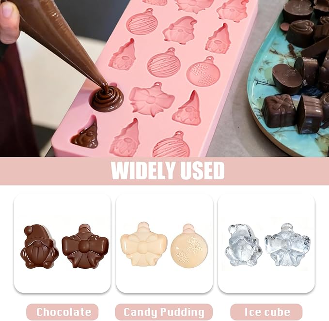 2 Pack Chocolate Molds, Cute Characters Silicone Molds, Chocolate Cake Molds, for Making Chocolate, Candy, Gummy, Jello, Ice, Wax Melts, for Party, A Spooky - Themed Gift, Baking (Christmas Themed)
