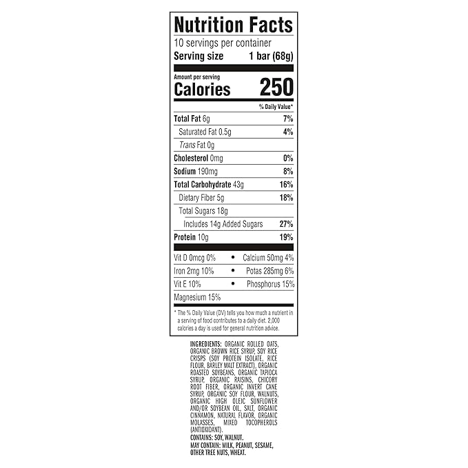 CLIF BAR Protein Energy Bars, Oatmeal Raisin Walnut, 10ct