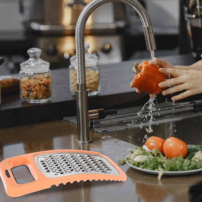SOLUSTRE Double-Sided Stainless Steel Vegetable Grater and Cheese Slicer Multifunction Kitchen Tool for Potatoes Carrots Garlic 10.23X4.25X0.59In Compact and Easy to Clean