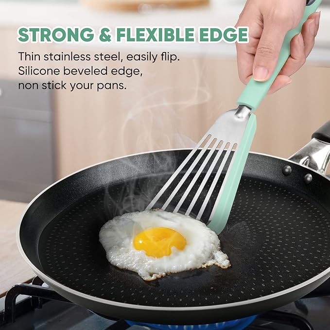 Silicone Fish Spatula for Nonstick Cookware,Thin Slotted Spatulas Turner
