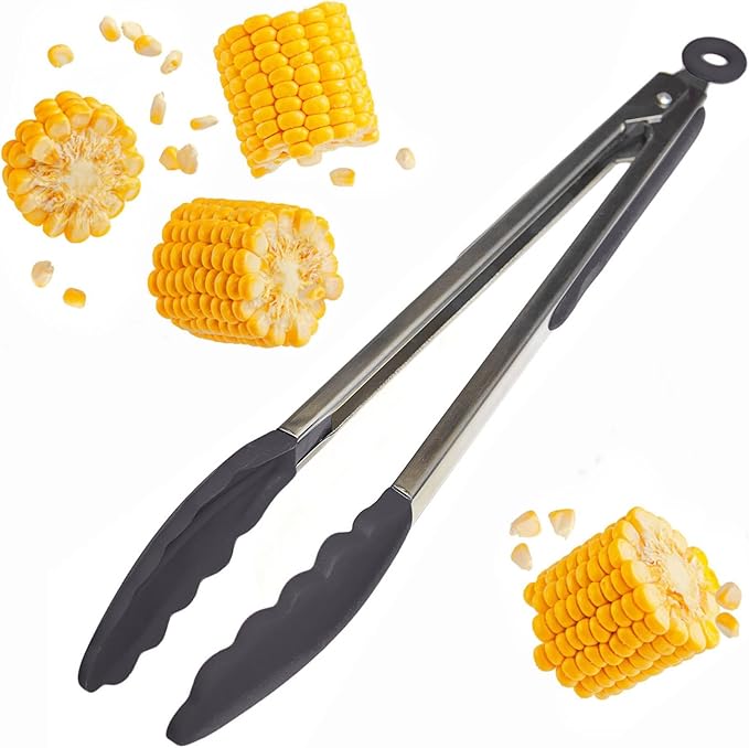 Starpack Get a Grip Silicone Kitchen Tongs (12 Inch) - LFGB Non Toxic, 600°F Heat Resistant, BPA-Free - Heavy-Duty Stainless Steel, Locking - Dishwasher Safe for Nonstick Cookware