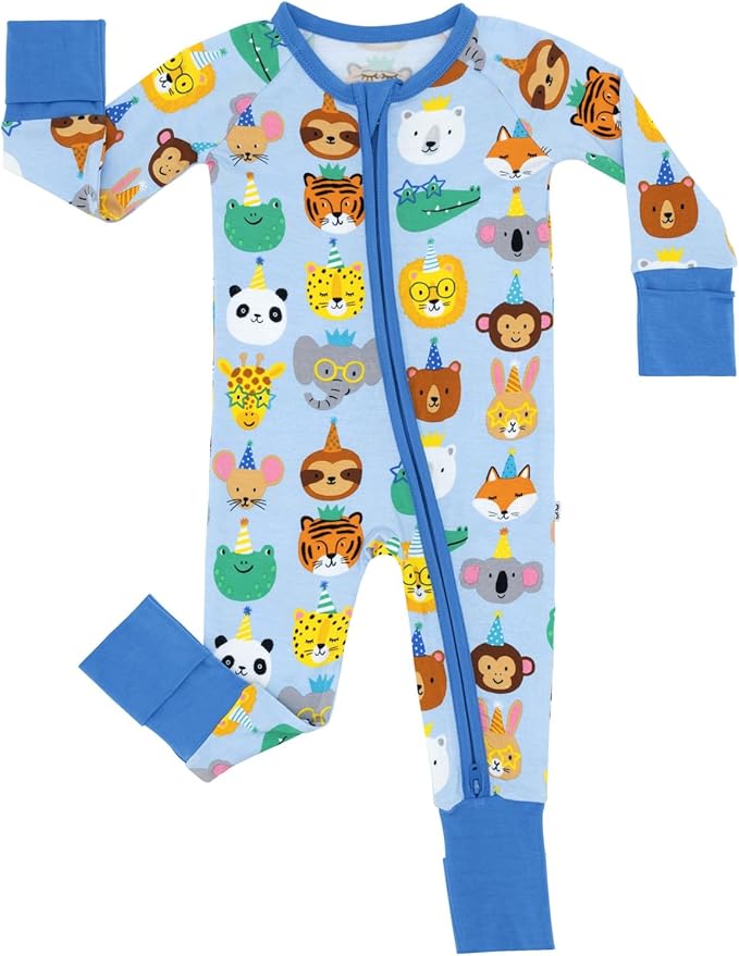 Little Sleepies Baby Pajamas, Blue Party Pals, 3-6M