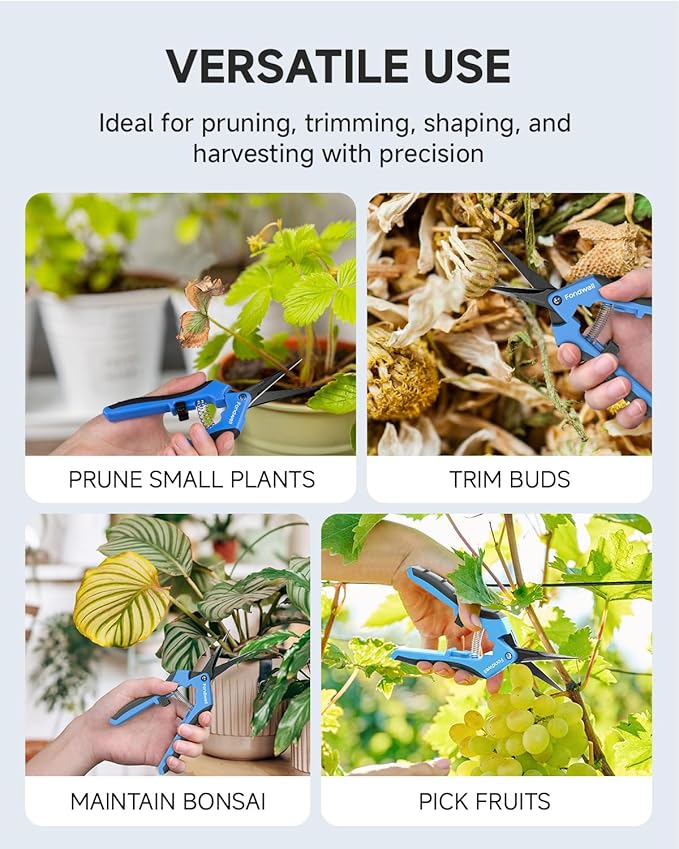 Fondwell 6.5" Small Pruning Shears Garden Snips Precision Trimming Scissors