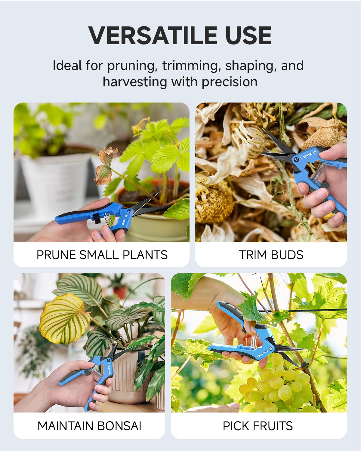 Fondwell 6.5" Small Pruning Shears for Gardening, Plant Trimming Scissors
