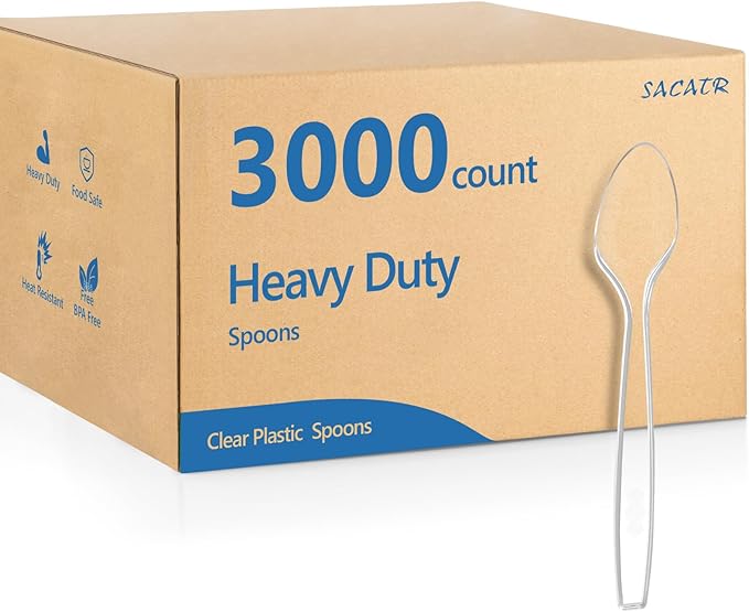 SACATR 3000 Count Clear Plastic Spoons Heavy Duty