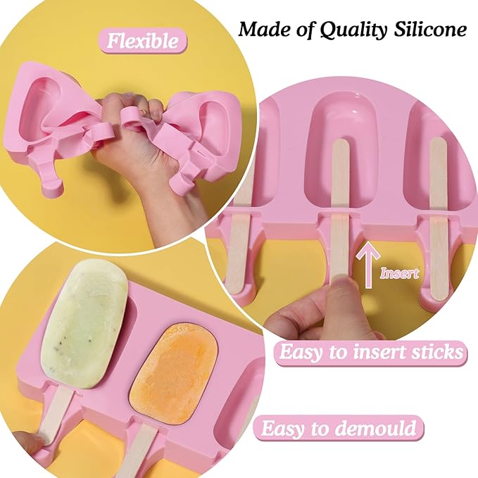 Ozera 2 Pack Popsicles Molds, Cake Pop Molds, Pink