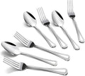 Gymdin 24 PCS Spoons and Forks Set, Food Grade Stainless Steel with Pearl Dot Design Handle Silverware Set, Mirror Polished Dishwasher Safe, Silverware Forks and Spoons for Home or Restaurant