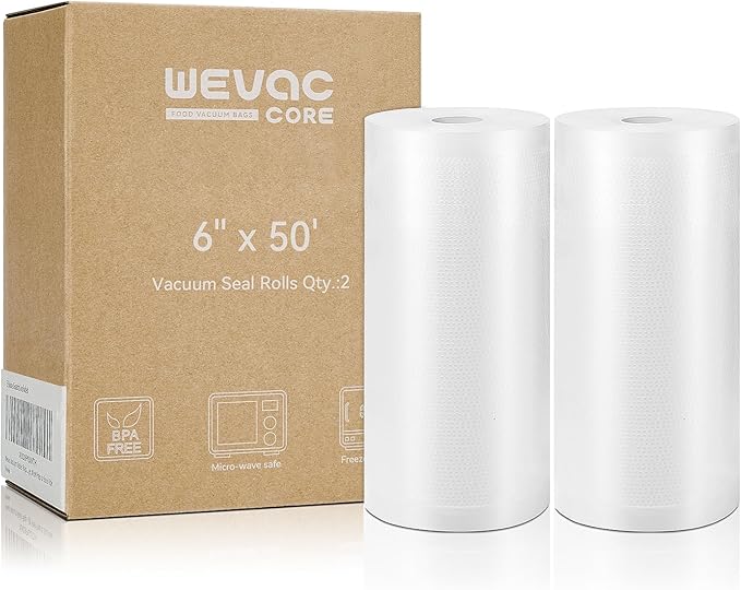 Wevac Vacuum Sealer Bags for Food 6x50 2 Rolls, Fit Food Saver Machines