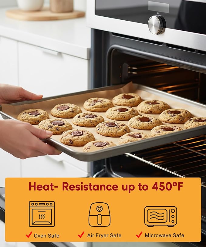 200 Sheets Precut Parchment Paper, 9x13 Inches, Non-Stick, Unbleached