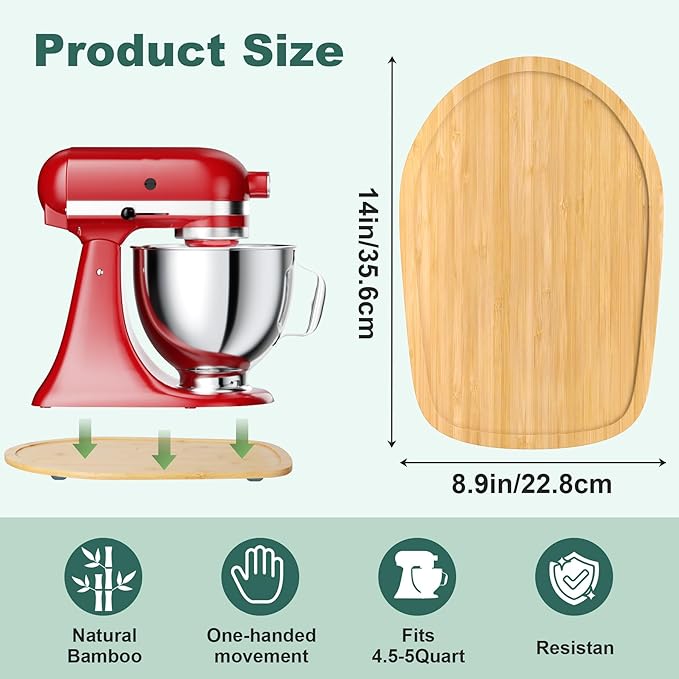 GuanQiao Food-Grade Bamboo Slider for KitchenAid 4.5-5 Qt Tilt Head Mixer