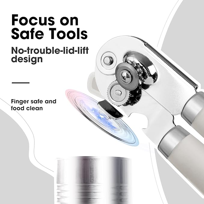 Beneno Heavy Duty Hand Can Opener Manual with Magnet Lid Remover, Beige