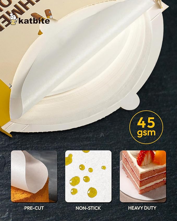 Katbite Parchment Paper Rounds, Non-Stick Heavy Duty, White, 4 Inch 400Pcs
