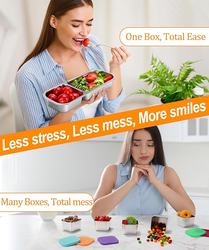 5-Pack Stainless Steel Snack & Lunch Containers for Kids & Adults, 21 oz