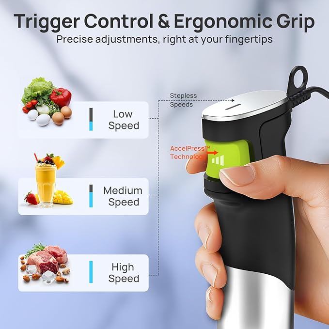 Consciot 7-in-1 Immersion Blender Handheld Max 1100W, Trigger Speed Control