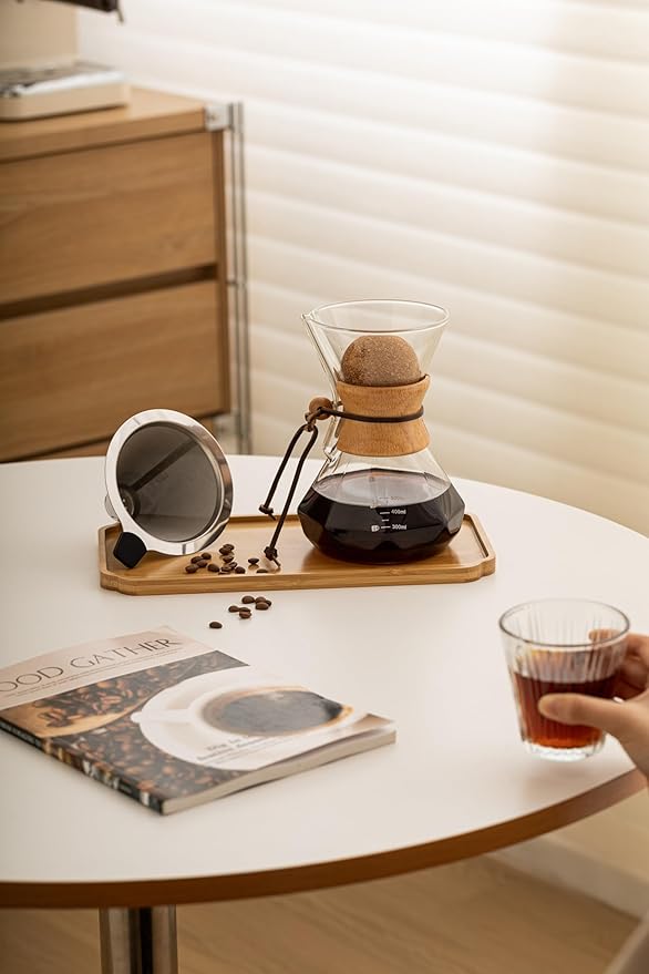 HYAXGM Pour Over Coffee Maker With Wood Sleeve，20oz/600mlPour Over Coffee Dripper,Pour Over Coffee Maker Set With Cork Stopper (20oz/600ml)