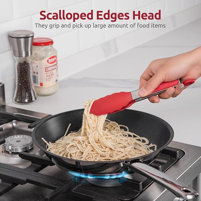 U-Taste Kitchen Tong for Cooking, 600ºF Heat-Resistant Silicone, 7in/Red