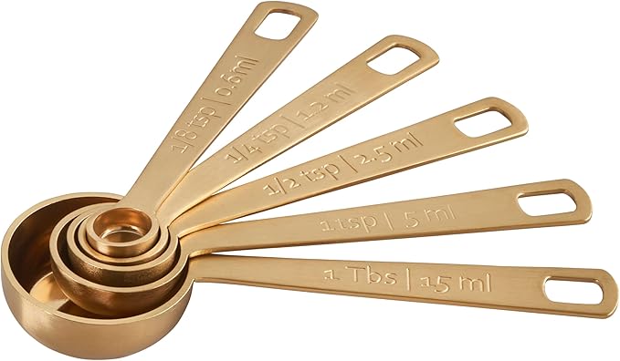 Le Creuset Stainless Steel Measuring Spoons, Gold Finish, Set of 5