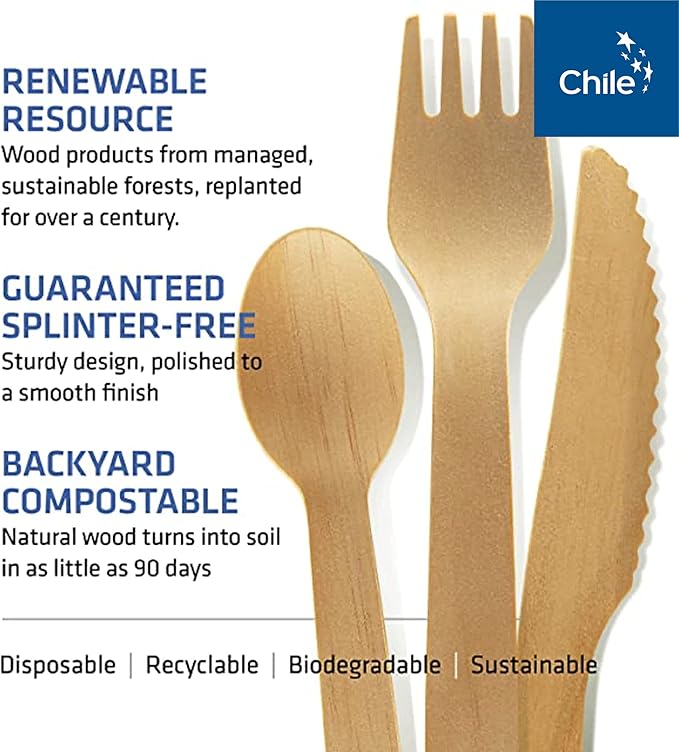 WOODABLE Wooden Forks, 100 Pack, 6.5 Inch, Bamboo Utensils Alternative